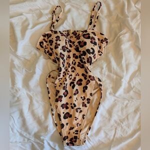 Adore Me Leopard Lace Up Swimsuit NWT